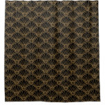 Black and Gold Art Deco Fan Flower Motif  Shower Curtain