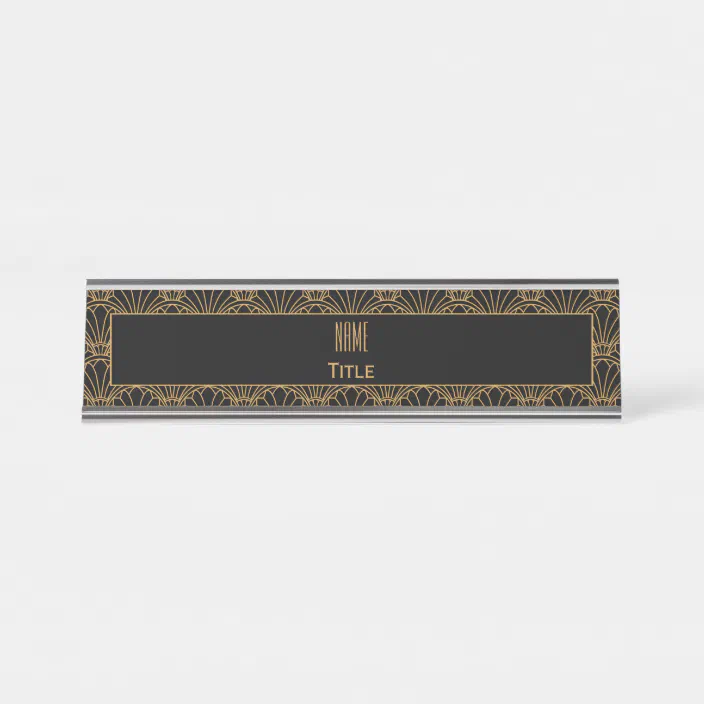 Black And Gold Art Deco Fan Flowers Motif Desk Name Plate Zazzle Com Black And Gold Art Deco Fan Flowers Motif Desk Name Plate Zazzle Com