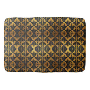 black and gold Art Deco fan pattern Bath Mat