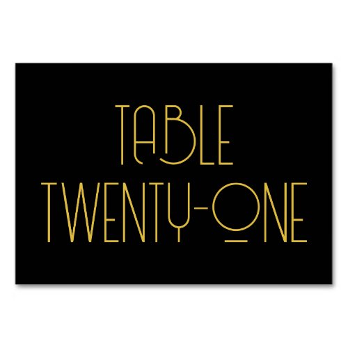 Black and Gold Art Deco for 21 Table Number