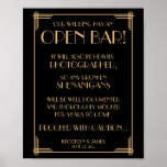 Black And Gold Art Deco Gatsby Open Bar Sign 8x10 at Zazzle