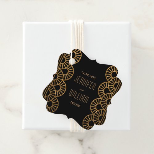 Black and Gold Art Deco Gatsby Style Wedding Favor Tags