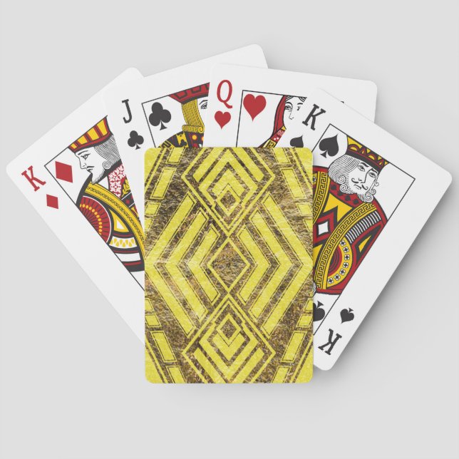 black and gold art deco graphic poker cards (Back)