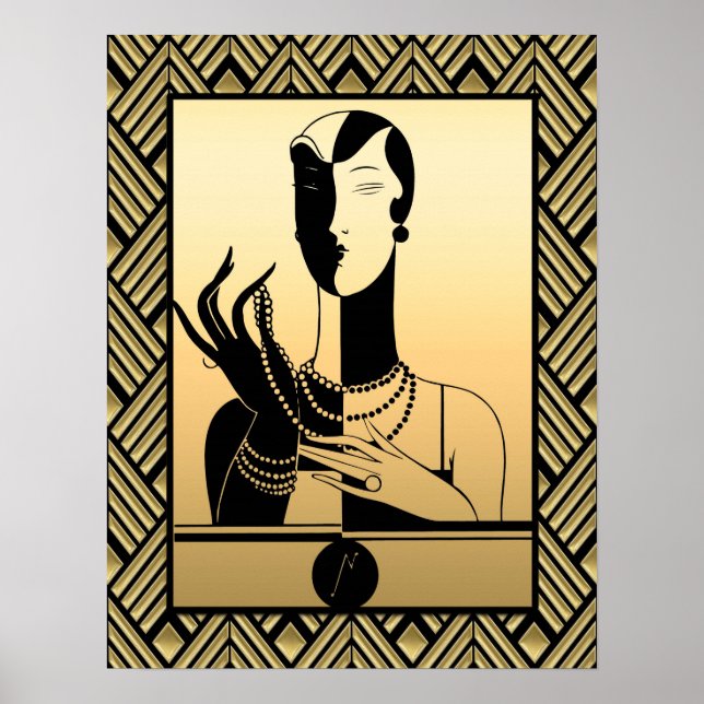 Black and Gold Art Deco Lady Poster (Front)