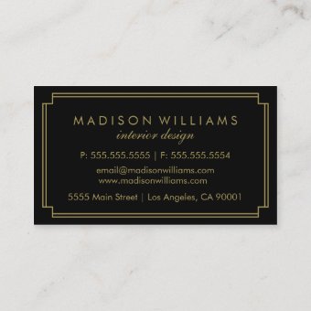 Black and Gold Art Deco Monogram Business Card | Zazzle