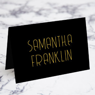 Wave Black Gold  Printable Place Cards Template – Black Bow Studio