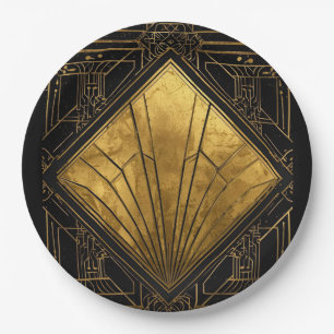 Black and Gold Art Deco Paper Plates