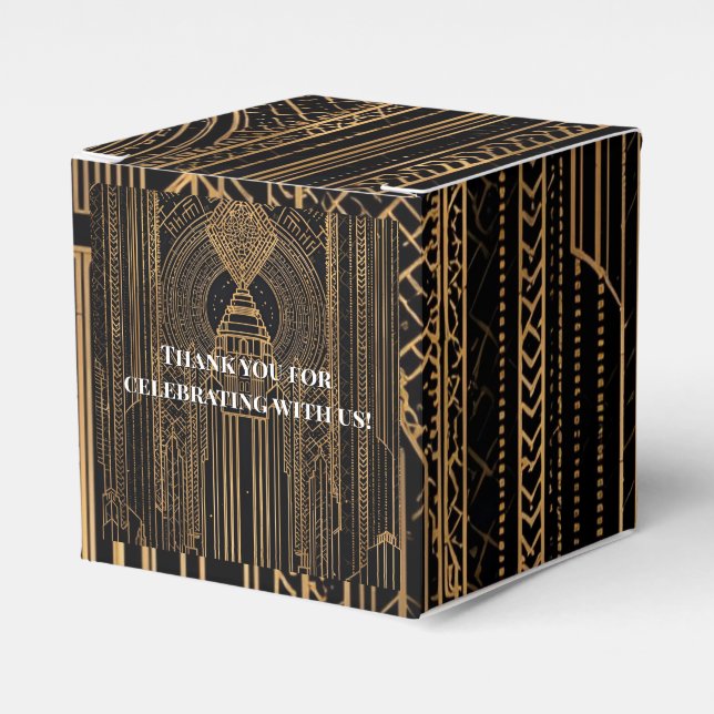 Black and Gold Art Deco Party Favor Box (Front Side)