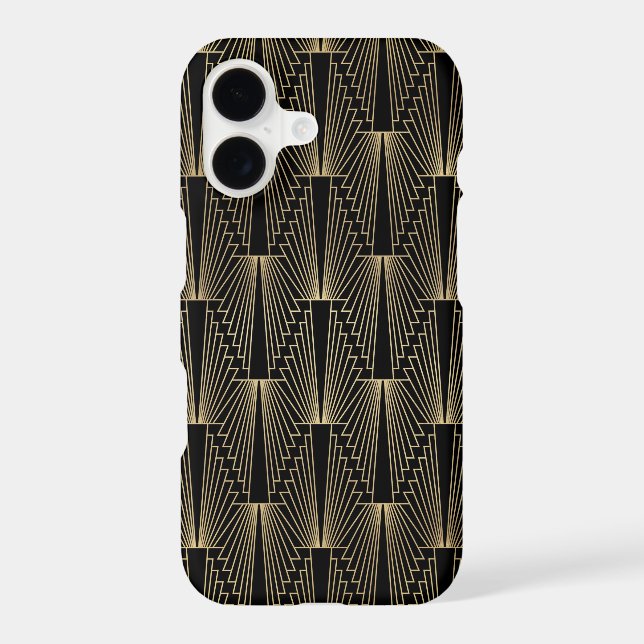 Black and gold art-deco pattern iphone case (Back)