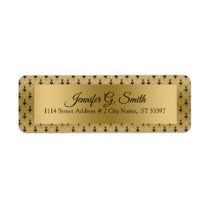 Black and gold art-deco pattern label