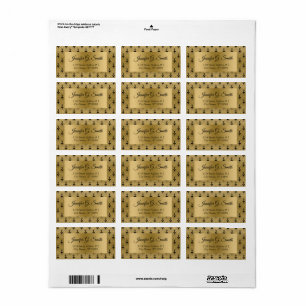Black and gold art-deco pattern label