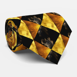 Black And Gold Art Deco Rhombus Neck Tie