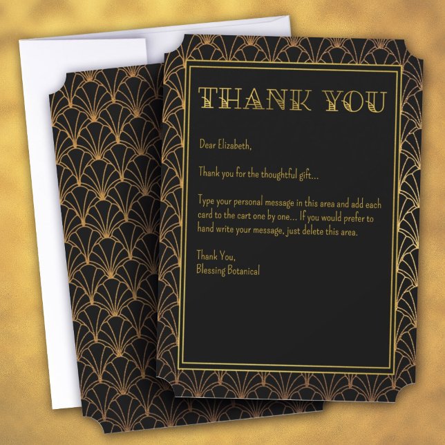 Black and Gold Art Deco Thank You Card (Black and Gold Art Deco Thank You Card)