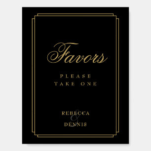 Black And Gold Art Deco Wedding Favors Table Sign