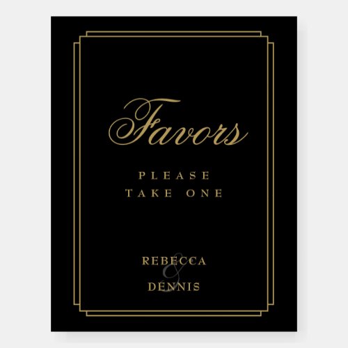 Black And Gold Art Deco Wedding Favors Table Sign