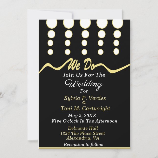 Black and Gold Art Deco Wedding  Invitation (Front)