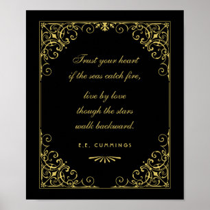 Black and Gold Art Deco Wedding Love Quote Poster