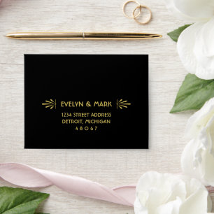 Black and Gold Art Deco Wedding RSVP Envelope