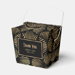 Black and Gold Art Deco Wedding Thank You Favor Boxes