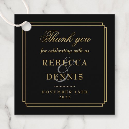 Black And Gold Art Deco Wedding Thank You Favor Tags