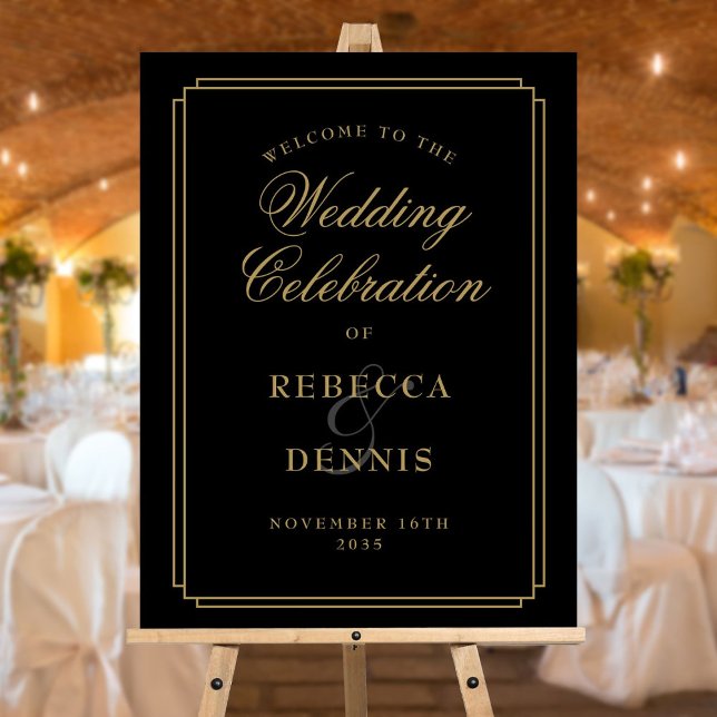 Black And Gold Art Deco Wedding Welcome Sign (Black And Gold Art Deco Wedding Welcome Sign)