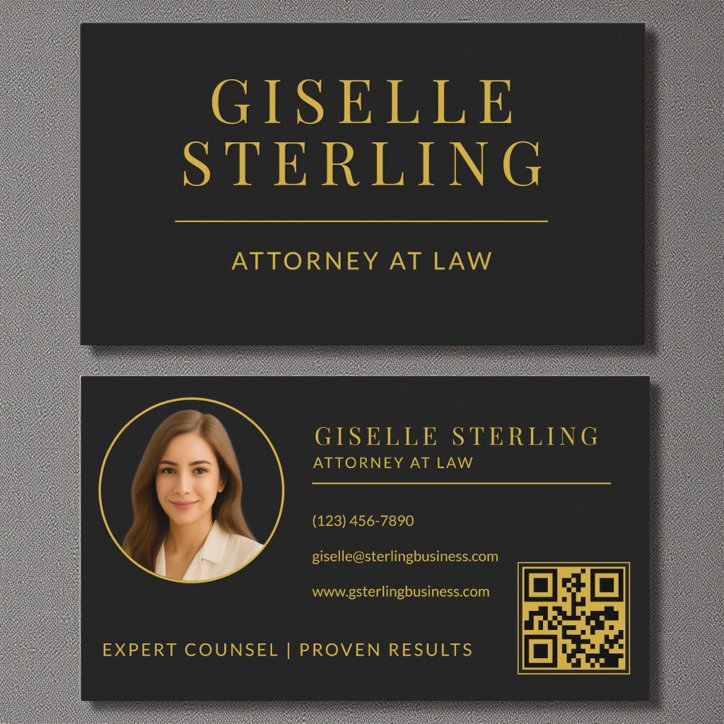 Black And Gold Attorney At Law QR Code Business Card