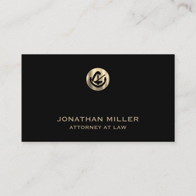 Black and Gold Attorney Business Card (Front)