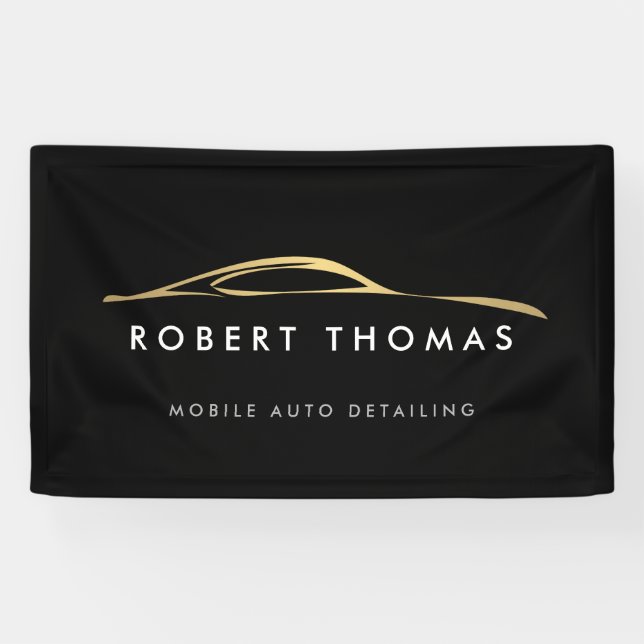 Black and Gold Auto Detailing, Auto Repair Banner (Horizontal)