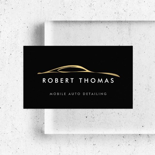 Black and Gold Auto Detailing Auto Repair Logo Business Card