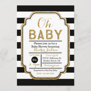 Black And Gold Baby Shower Invitation