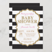 Black and Gold Baby Shower Invitation Glitter (Front/Back)