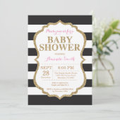 Black and Gold Baby Shower Invitation Glitter (Standing Front)