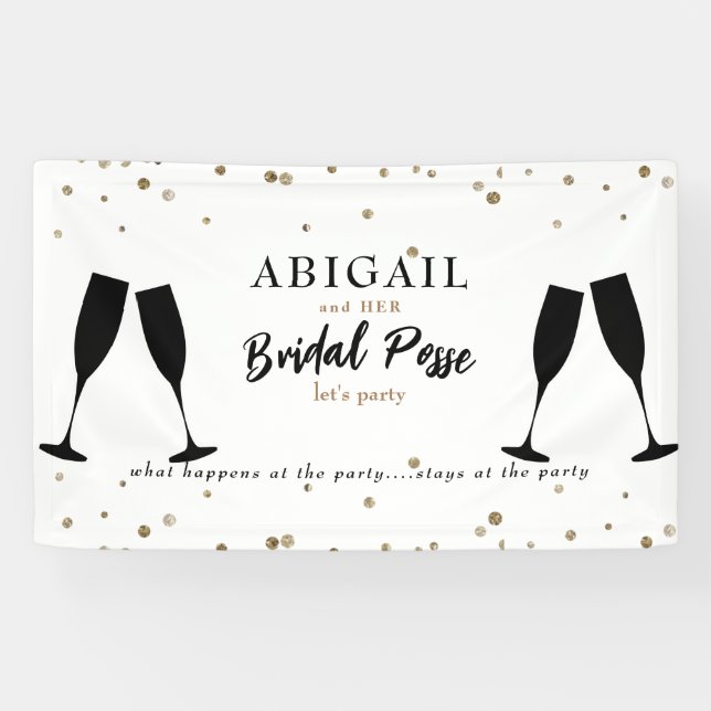 Black and Gold Bachelorette Party Banner (Horizontal)