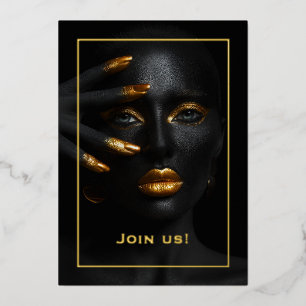 Black and Gold Bachelorette Party Foil Invitation