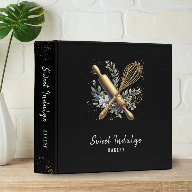 Black and Gold Bakery Baking Utensils 3 Ring Binder (Creator Uploaded)