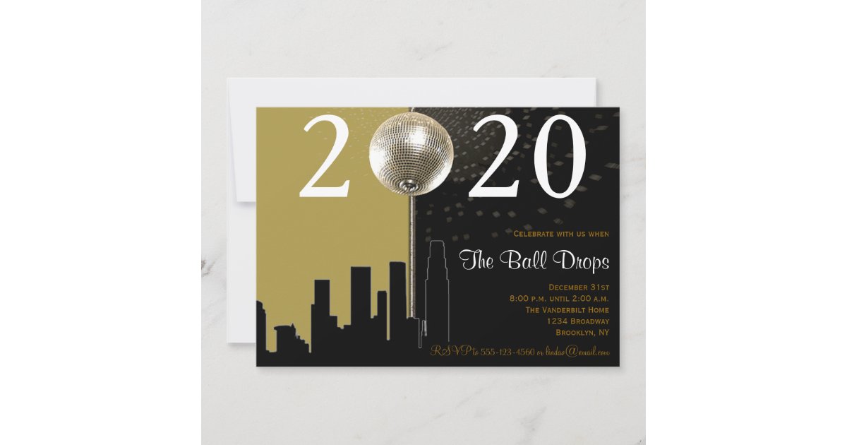 Black and Gold Ball New Years Eve Party Invitation | Zazzle