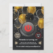 Black and Gold Balloon Virtual Birthday Party Invitation (Front)