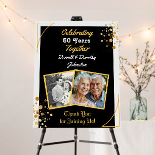 Black and Gold Balloons 50th Anniversary Foam Board