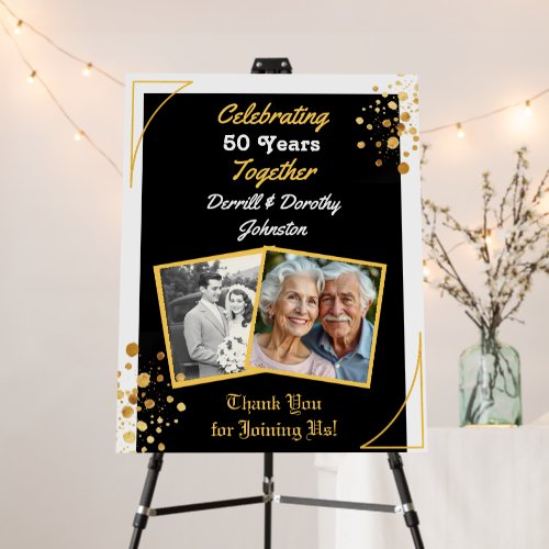 Black and Gold Balloons 50th Anniversary Foam Board
