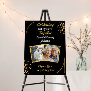 Black and Gold Balloons 50th Anniversary Foam Board