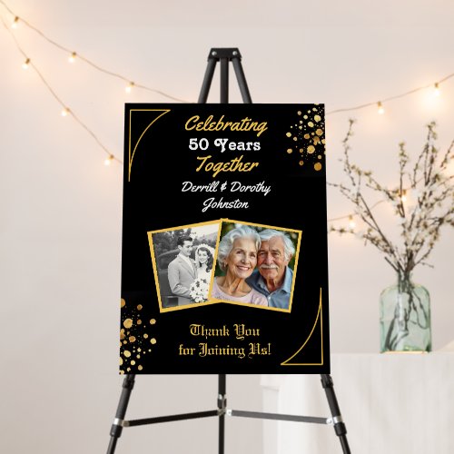 Black and Gold Balloons 50th Anniversary Foam Board