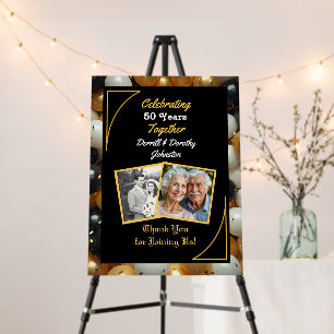 Black and Gold Balloons 50th Anniversary Foam Board