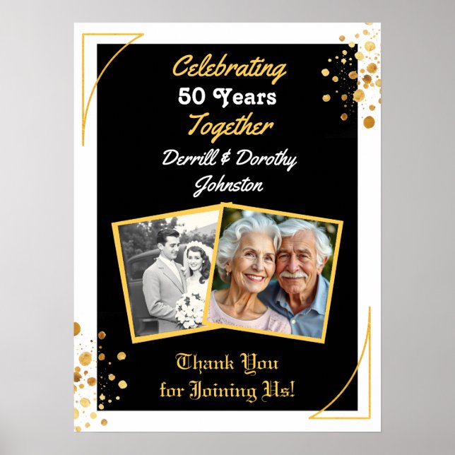Black and Gold Balloons 50th Anniversary Poster (Front)