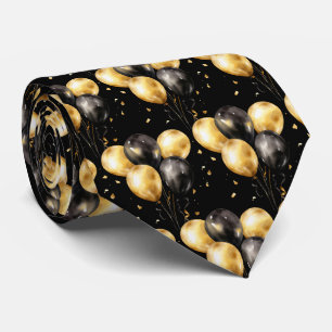 Black and Gold Balloons Neck Tie