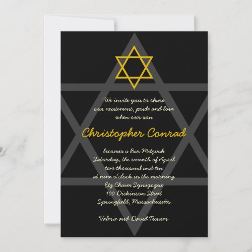 Black and Gold Bar Mitzvah Invitation