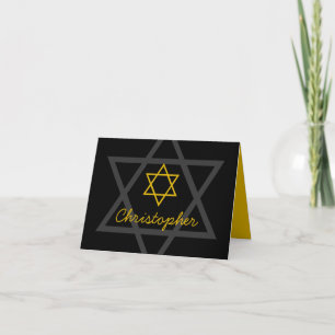 Black and Gold Bar Mitzvah Thank You Card