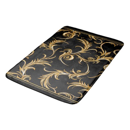 Black and Gold Bath Mat Zazzle