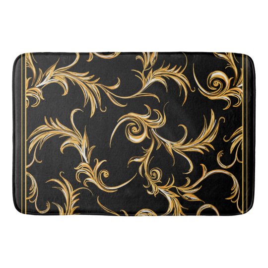 Black and Gold Bath Mat