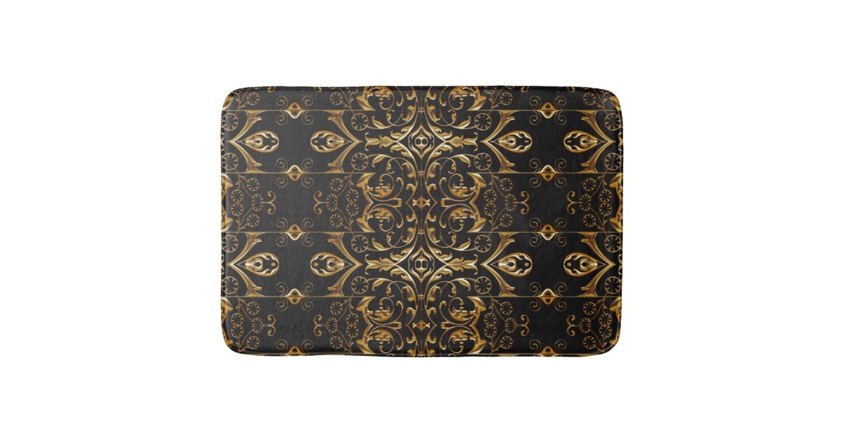 Black and Gold Bath Mat Zazzle