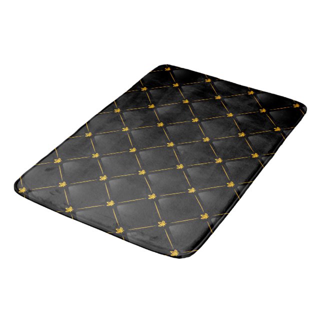 Black and Gold Bath Mat (Angled)